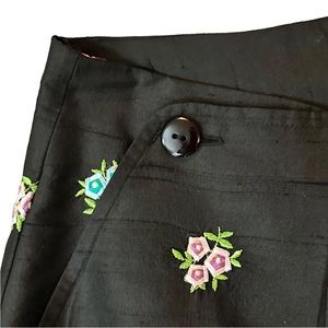 Lily Pulitzer Dupioni Raw Silk Floral Embroidered Pants